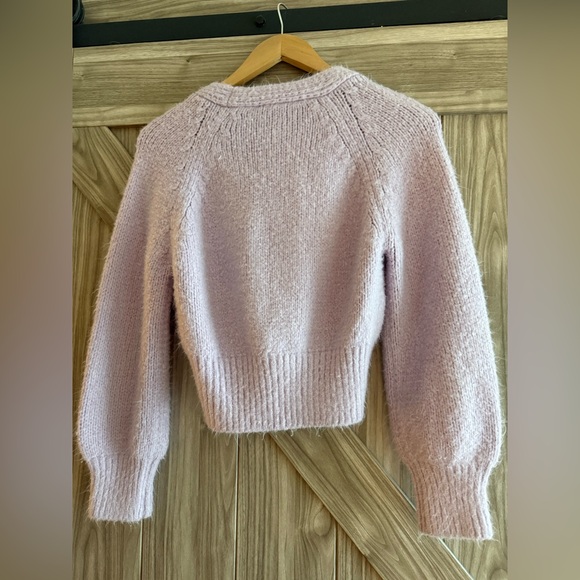 English Factory cropped purple cardigan sweater embroidered flowers ladies S - Picture 4 of 7